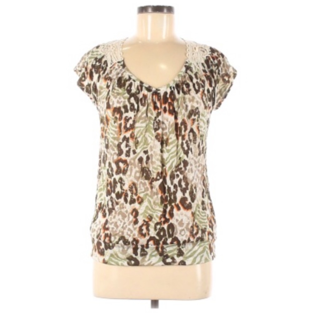 Bongo Lace detailed animal print top